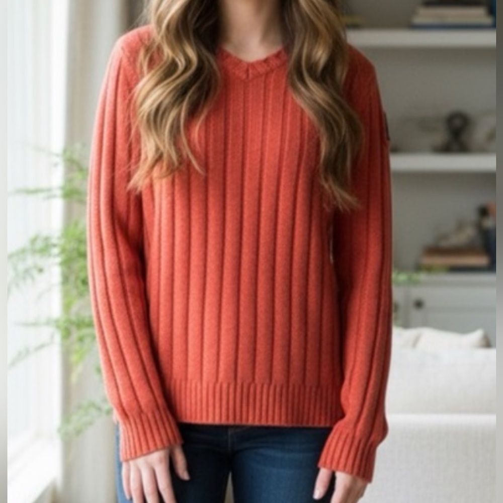 Abercrombie Fitch Vintage Orange Ribbed Sweater y2k lambswool